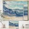 Designart - Coast Blue Sea Waves Watercolour - Modern Farmhouse Canvas in Gold Frame